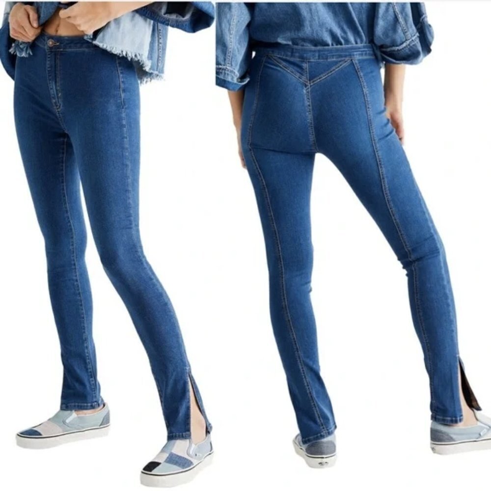 We The Free / Free People Riley Stretch Skinny Denim Jeans w/ Slit NWT